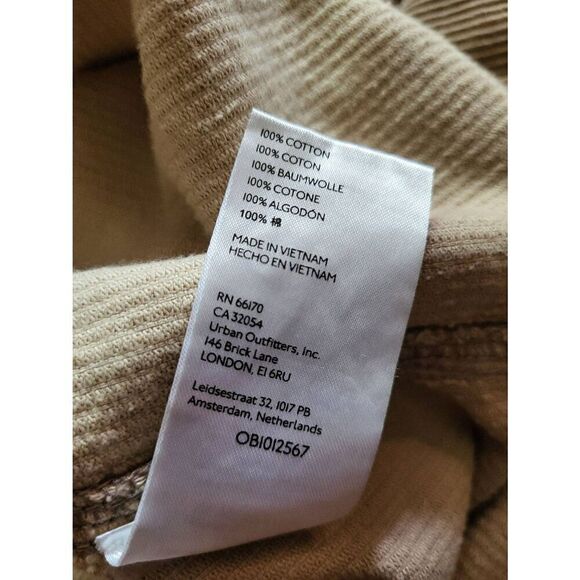 Urban Outfitters Shirt Men's Medium Tan Corduroy Button Down Custom Painted - Picture 3 of 5